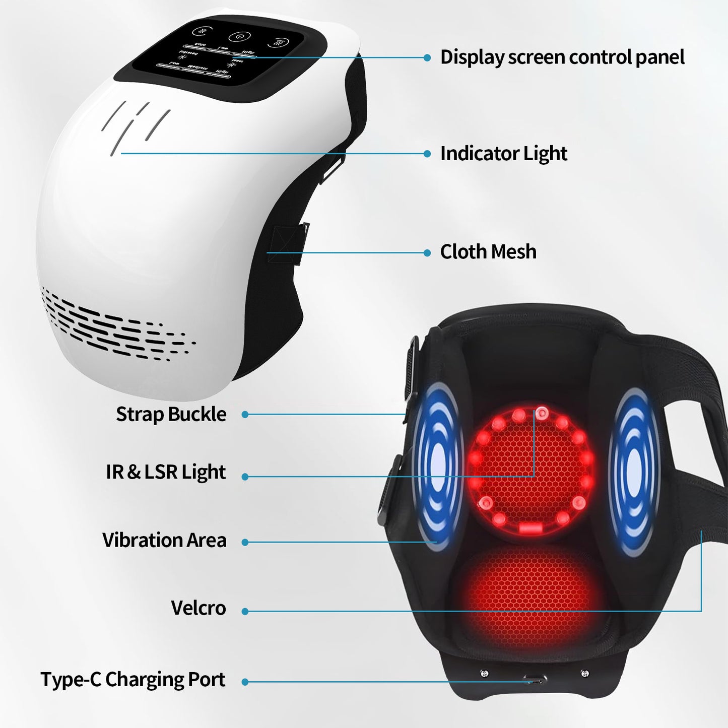 Intelligent Home Use Electric Intelligent Kneading Heating Knee Massager Rechargeable Pain Relief Infrared Laser Vibration