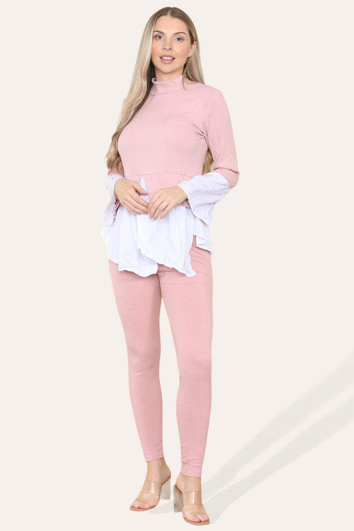 Flared Shirt And Leggings Co-Ord Set