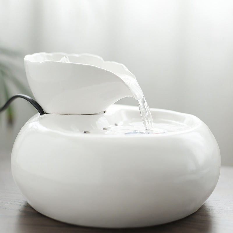 Ceramic Automatic Cat Leaf Water Dispenser