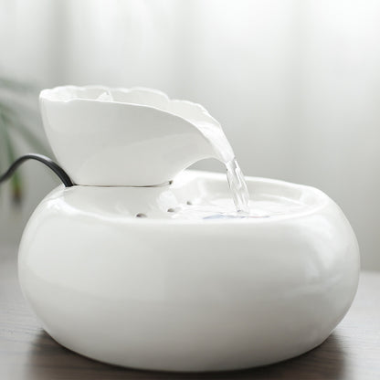 Ceramic Automatic Cat Leaf Water Dispenser