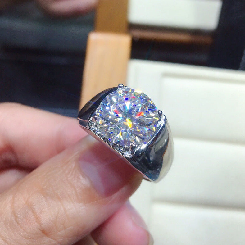 Men's Hearts And Eight Arrows Simulation Moissanite Open Ring