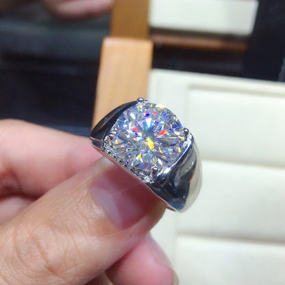 Men's Hearts And Eight Arrows Simulation Moissanite Open Ring