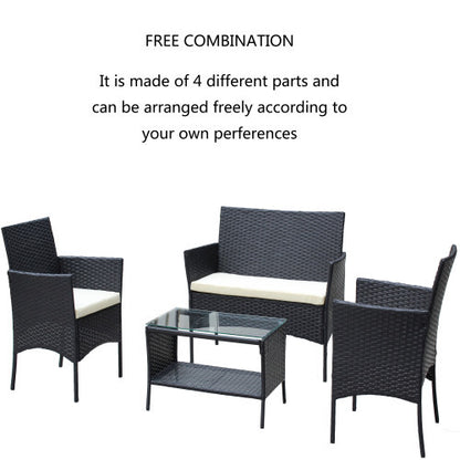 4 PC Rattan Patio Furniture Set Outdoor