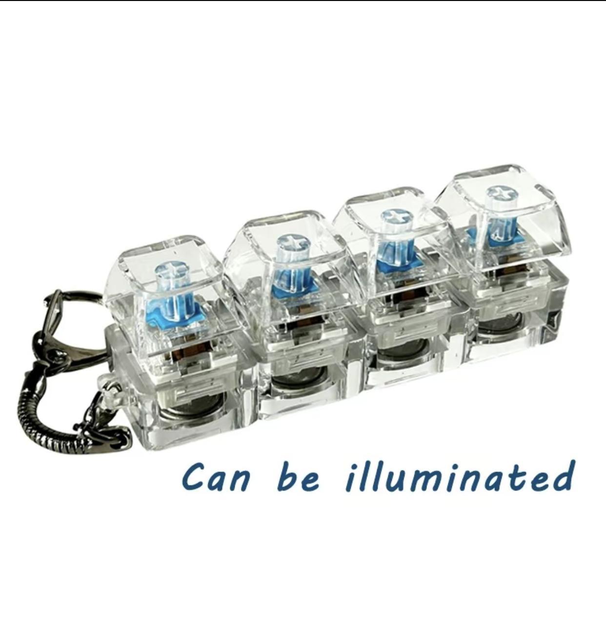 Transparent Fingertip Keyboard Keychain, To Press Key, Portable Stress Relieving Toy, Key Pendant