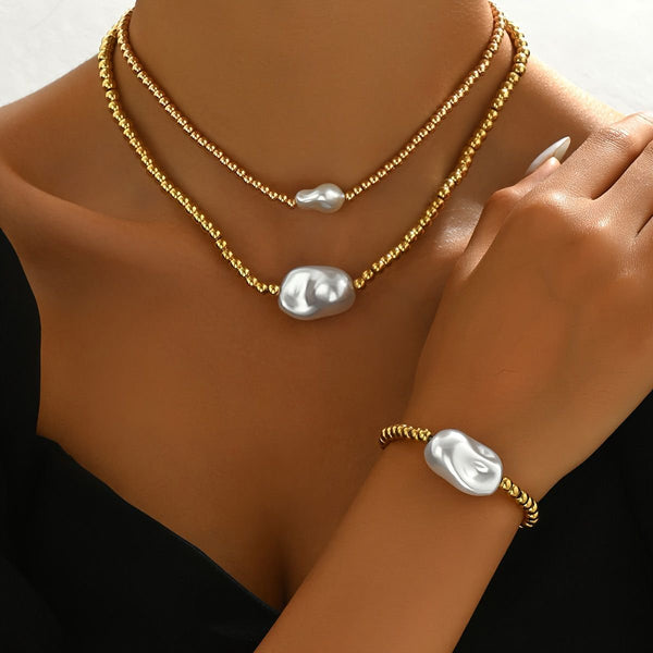 Gold Electroplated Layered Jewelry Set,