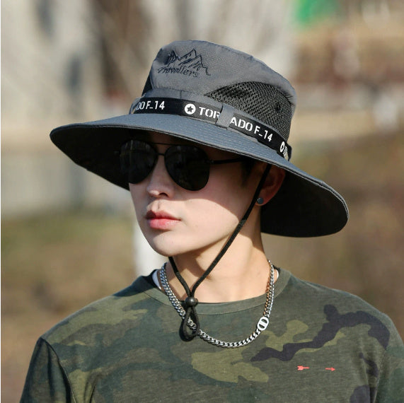 Mountaineering Fishing Sunscreen Travel Breathable Large Eave Visor Hat For Men