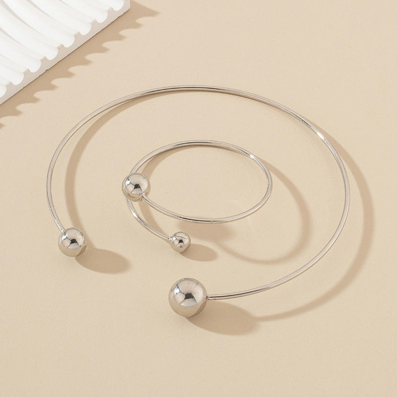 Gold Size Ball Bangle Bracelet