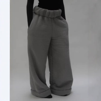 Women's Street Fashion Casual Loose Wide-leg Pants Solid Color