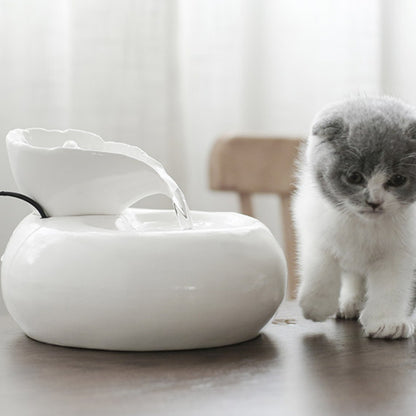 Ceramic Automatic Cat Leaf Water Dispenser