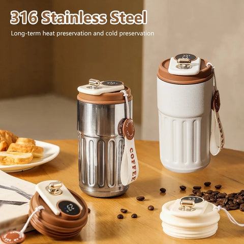 Smart Digital Thermal Bottle Portable Coffee Mug Stainless Steel Water Bottle
