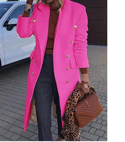 Woolen Lapel Jacket With Double-breasted