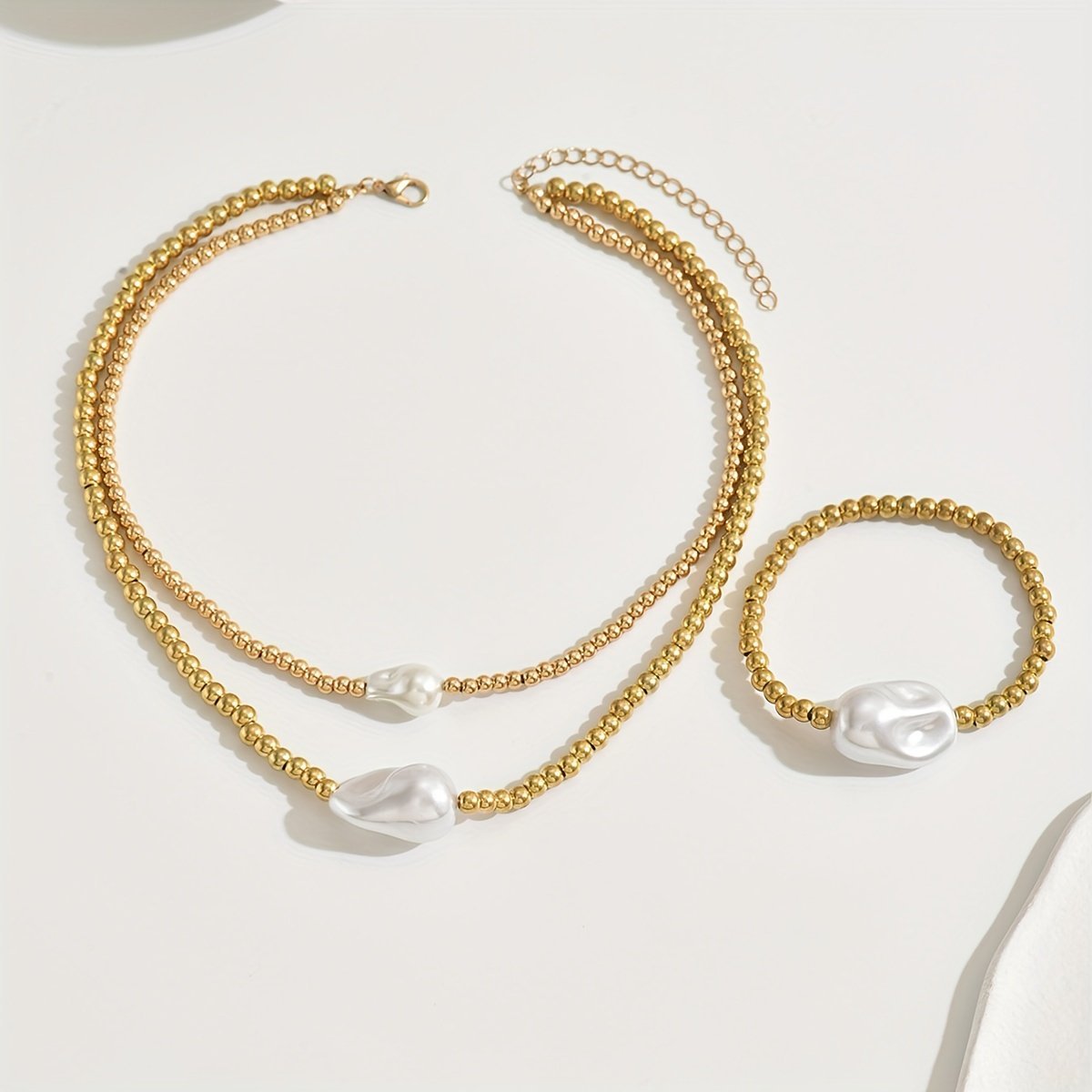 Gold Electroplated Layered Jewelry Set,
