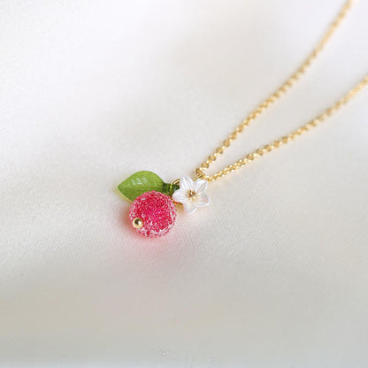 Cute Waxberry Pendant Plated 18K Gold Necklace