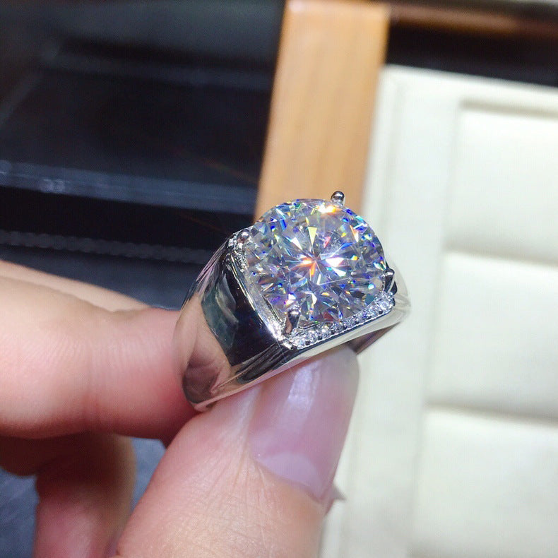 Men's Hearts And Eight Arrows Simulation Moissanite Open Ring