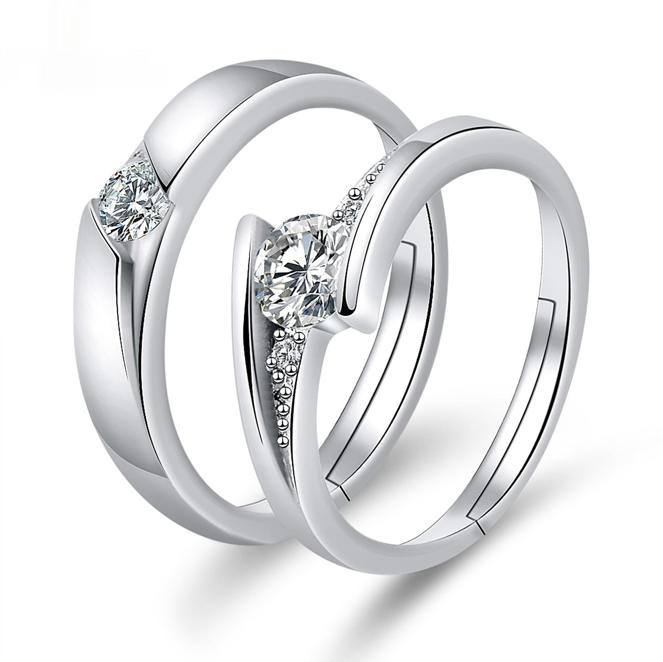 Moissanite Engagement Couple Rings