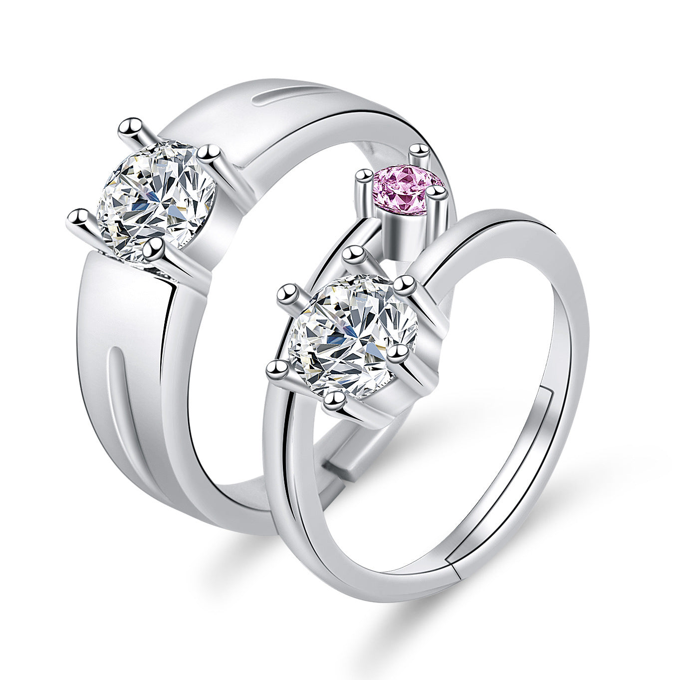 Moissanite Engagement Couple Rings