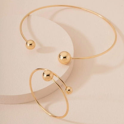 Gold Size Ball Bangle Bracelet