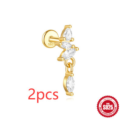 S925 Sterling Silver Moon Diamond Ear Rings