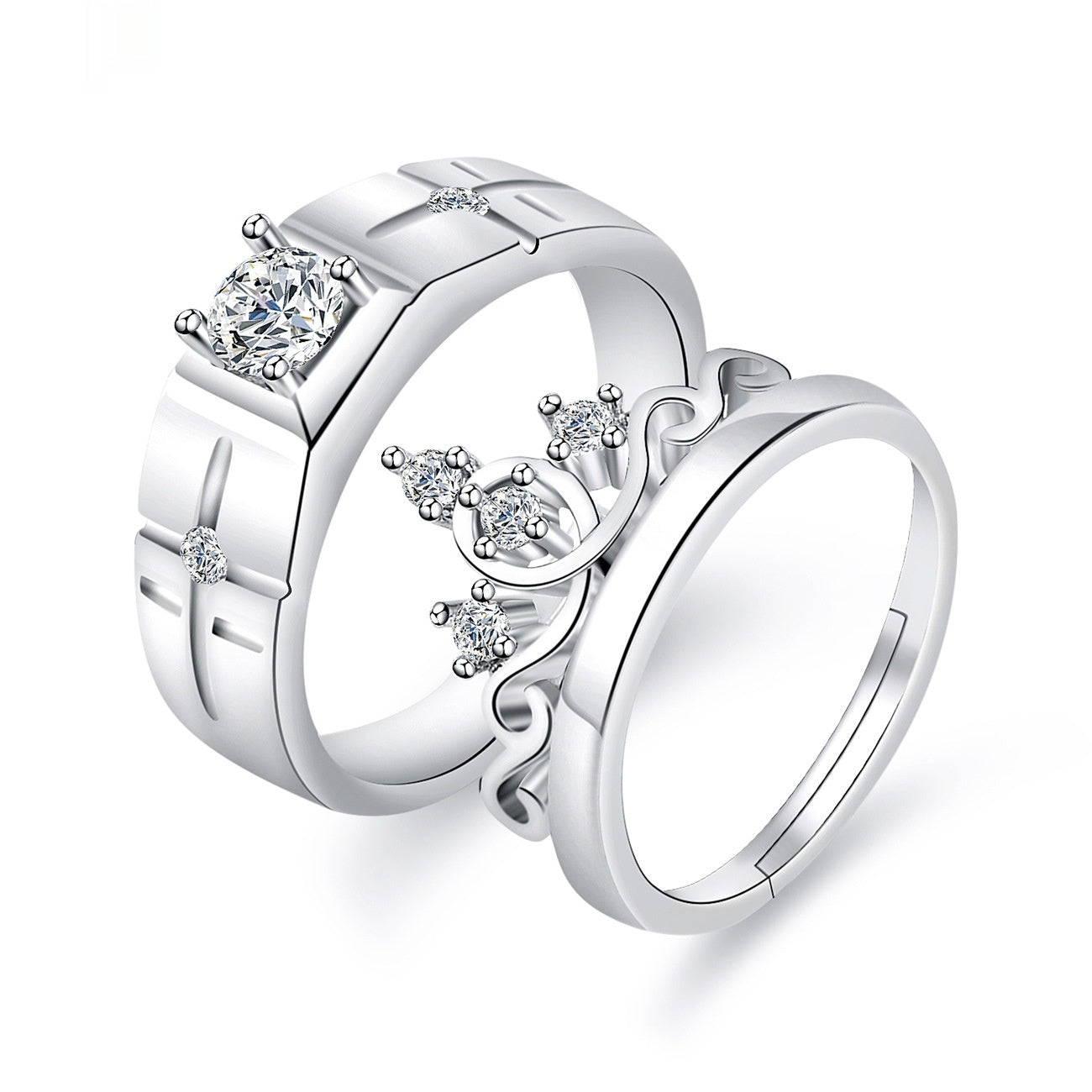 Moissanite Engagement Couple Rings