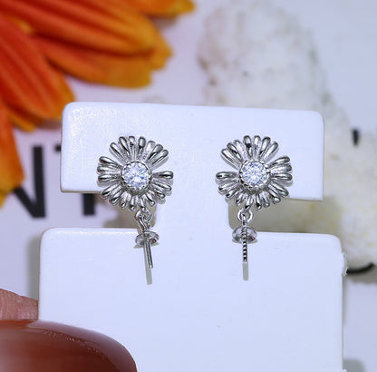 Baroque S925 Sterling Silver Flower Earrings
