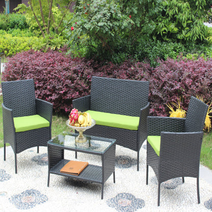 4 PC Rattan Patio Furniture Set Outdoor