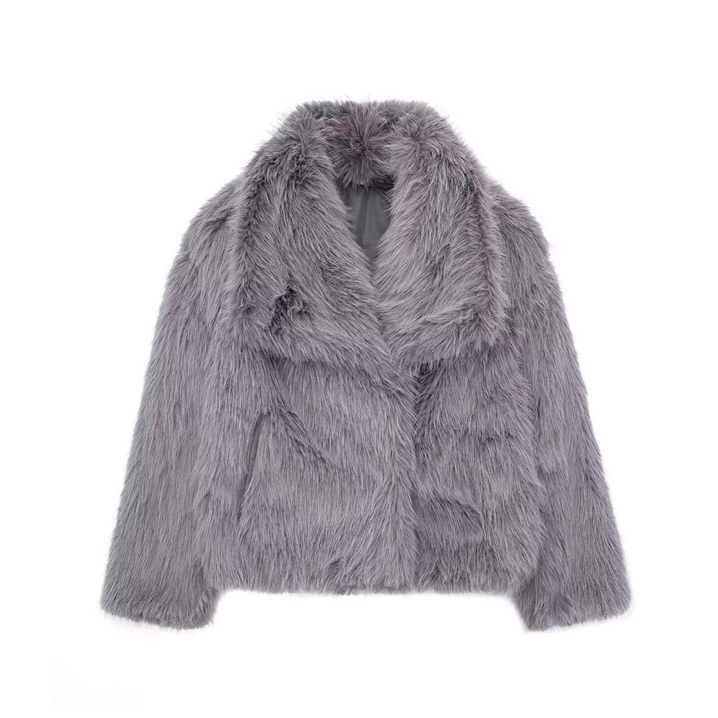 Winter Plush Coat Fashion Warm Thicken Fluffy Lapel Jacket