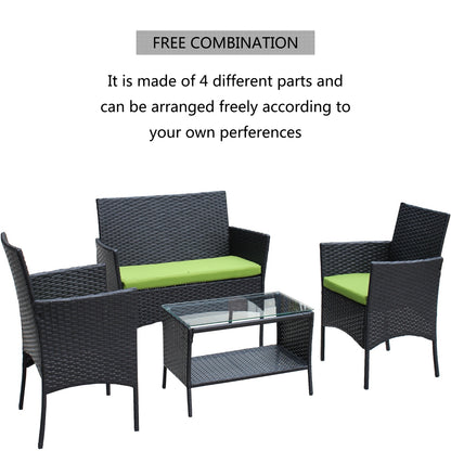 4PC Rattan Patio Furniture Set Outdoor
