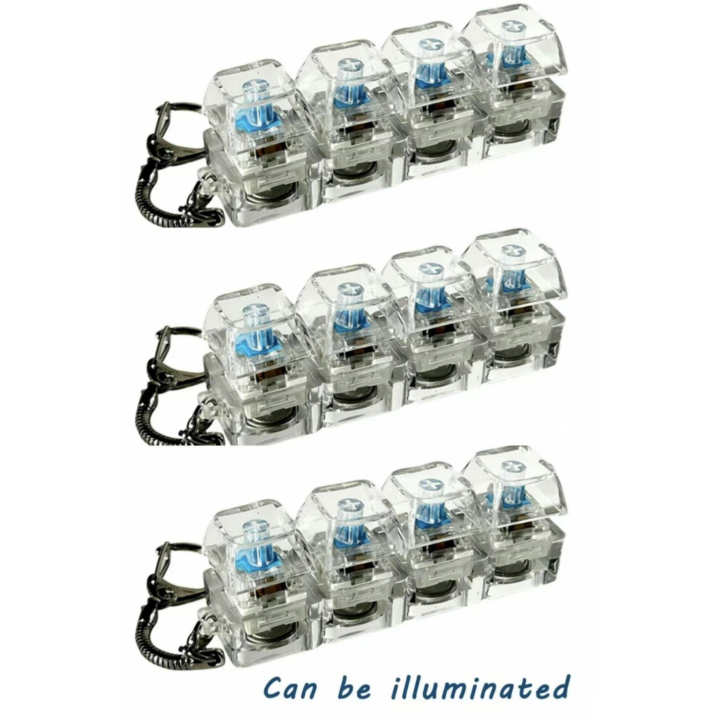 Transparent Fingertip Keyboard Keychain, To Press Key, Portable Stress Relieving Toy, Key Pendant