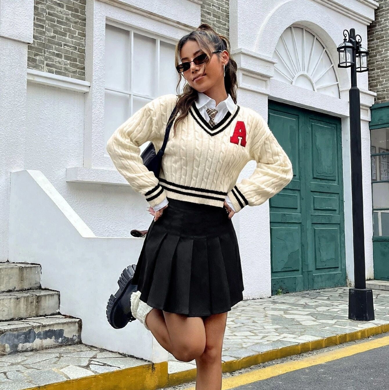 Knitted Shirt Slim Striped Long Sleeve