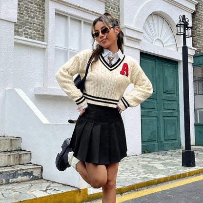 Knitted Shirt Slim Striped Long Sleeve