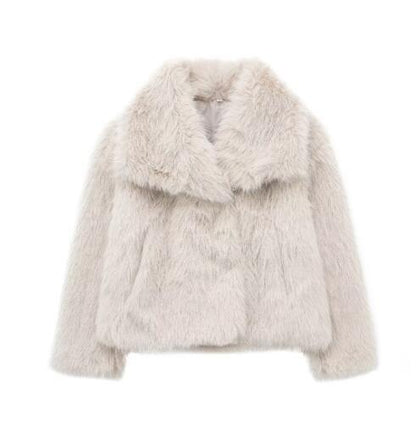 Winter Plush Coat Fashion Warm Thicken Fluffy Lapel Jacket