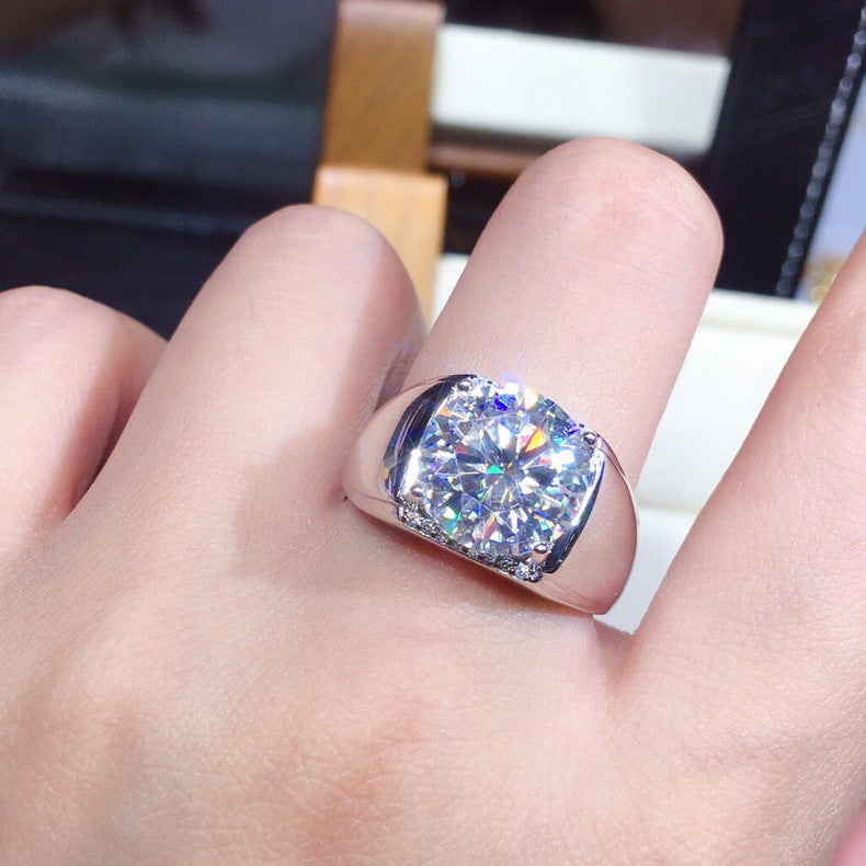Men's Hearts And Eight Arrows Simulation Moissanite Open Ring