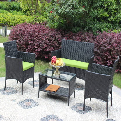 4 PC Rattan Patio Furniture Set Outdoor