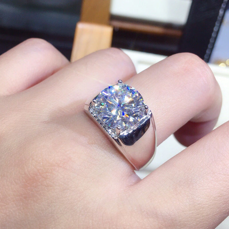 Men's Hearts And Eight Arrows Simulation Moissanite Open Ring