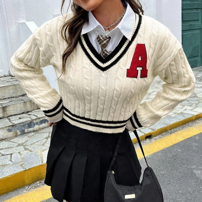 Knitted Shirt Slim Striped Long Sleeve