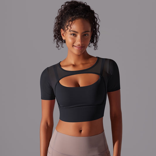 Fitness Double Layer Yoga Clothing Short Sleeve