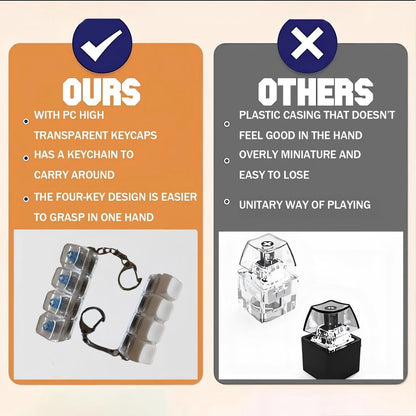 Transparent Fingertip Keyboard Keychain, To Press Key, Portable Stress Relieving Toy, Key Pendant