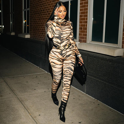 Tiger Pattern Positioning Printed Romper